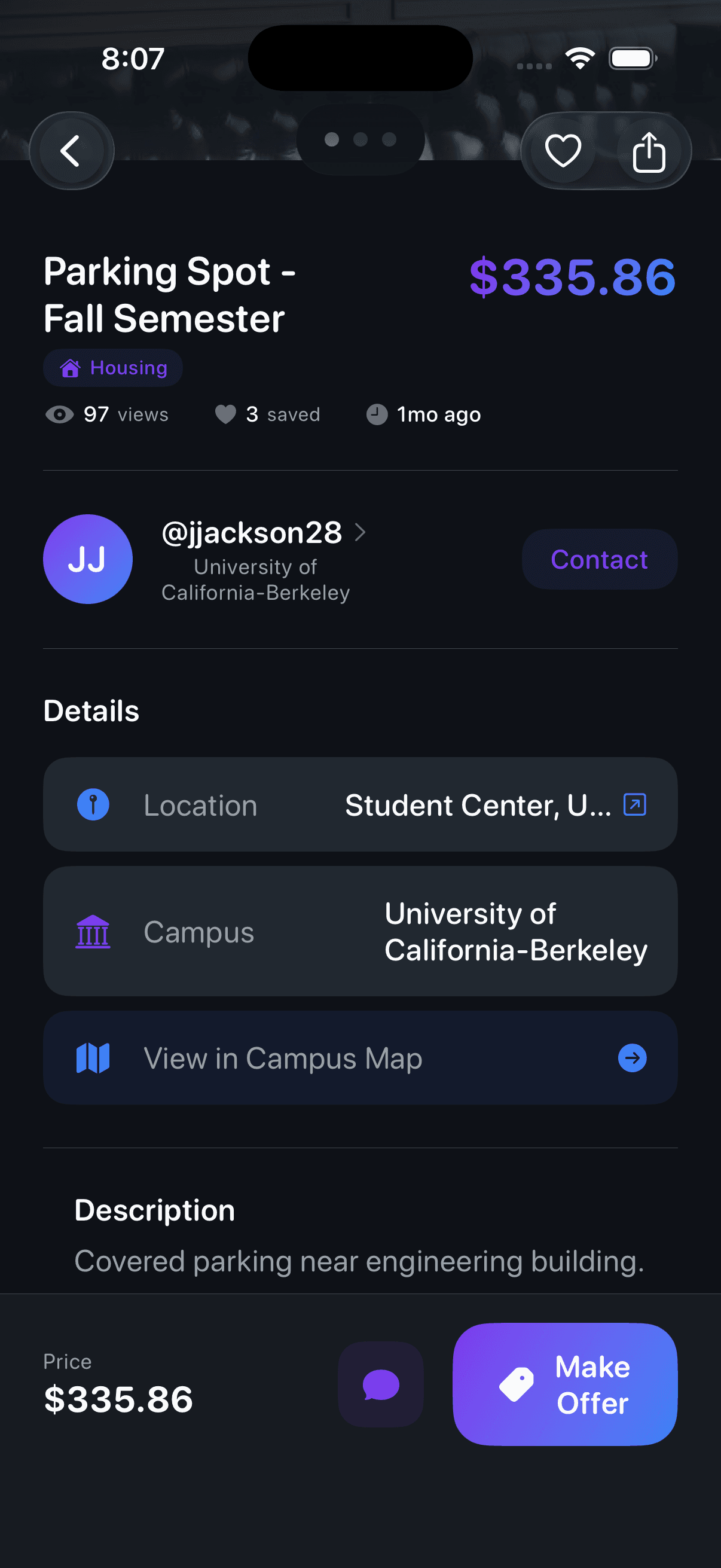 Listing Detail dark mode