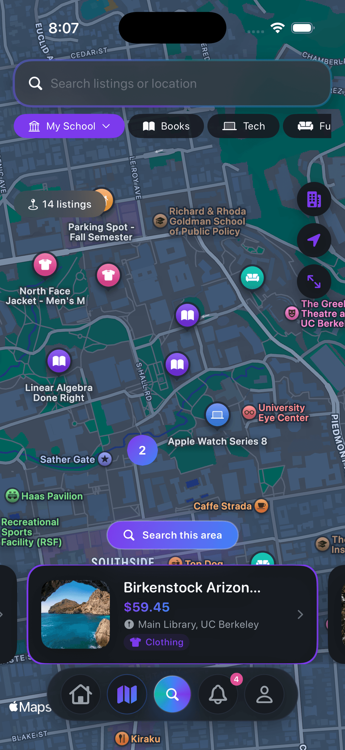 Campus Map dark mode