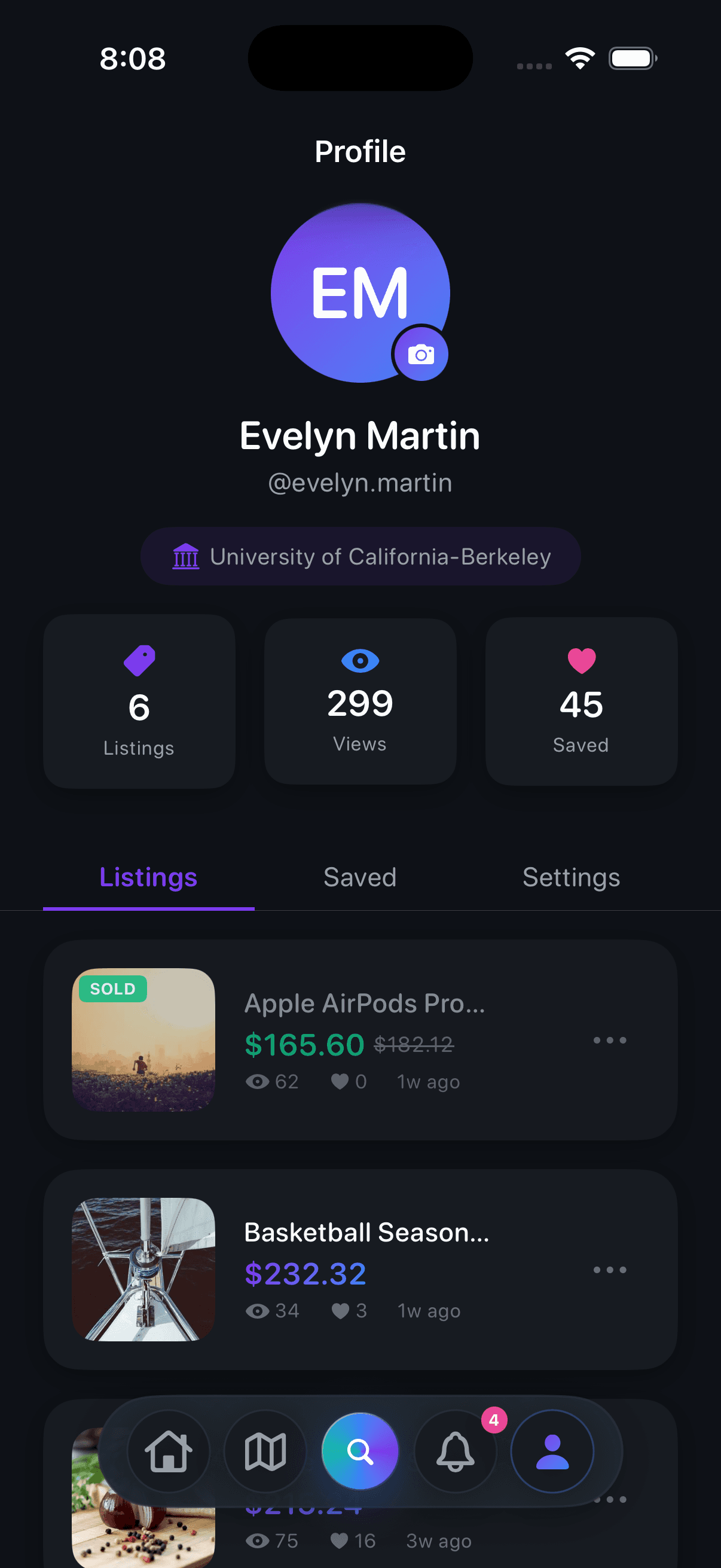 Profile dark mode
