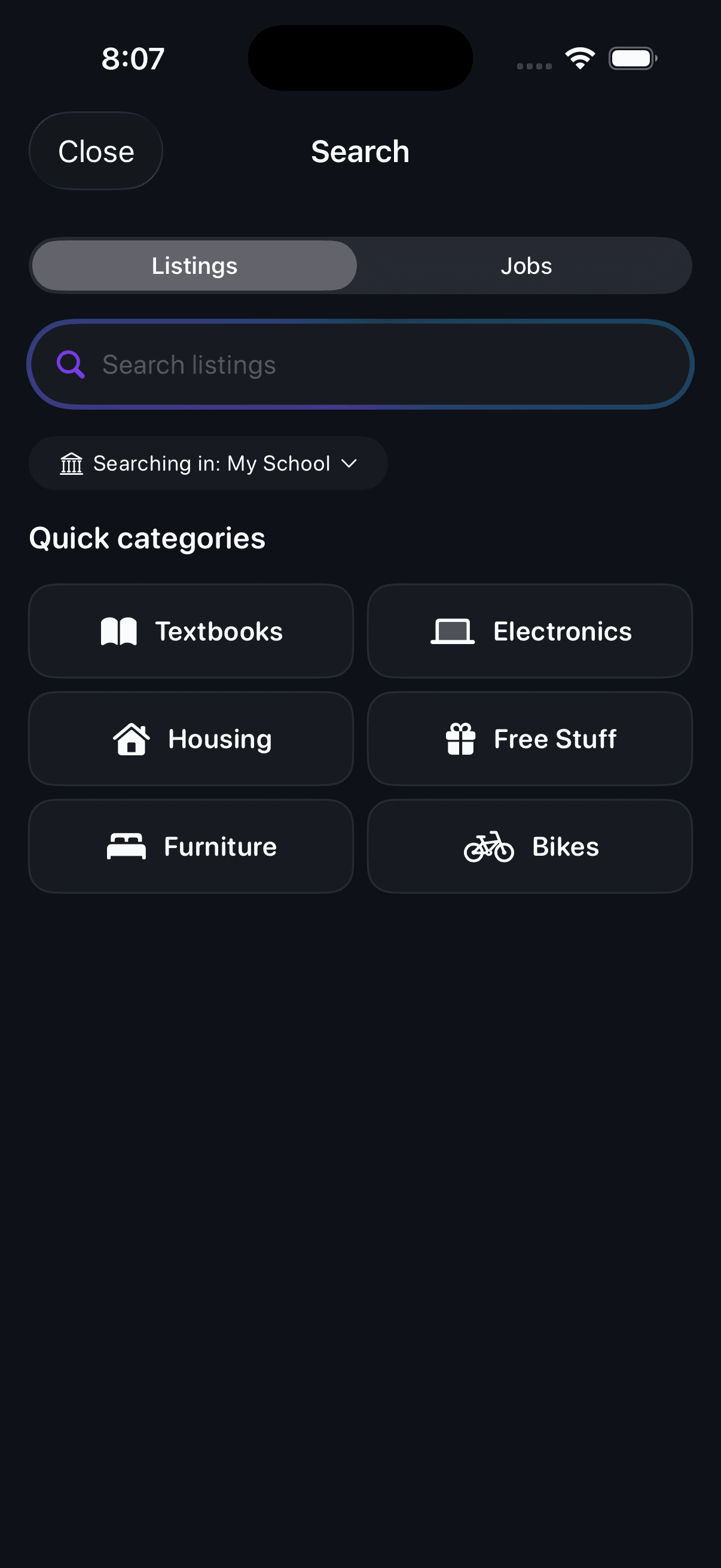 Search dark mode