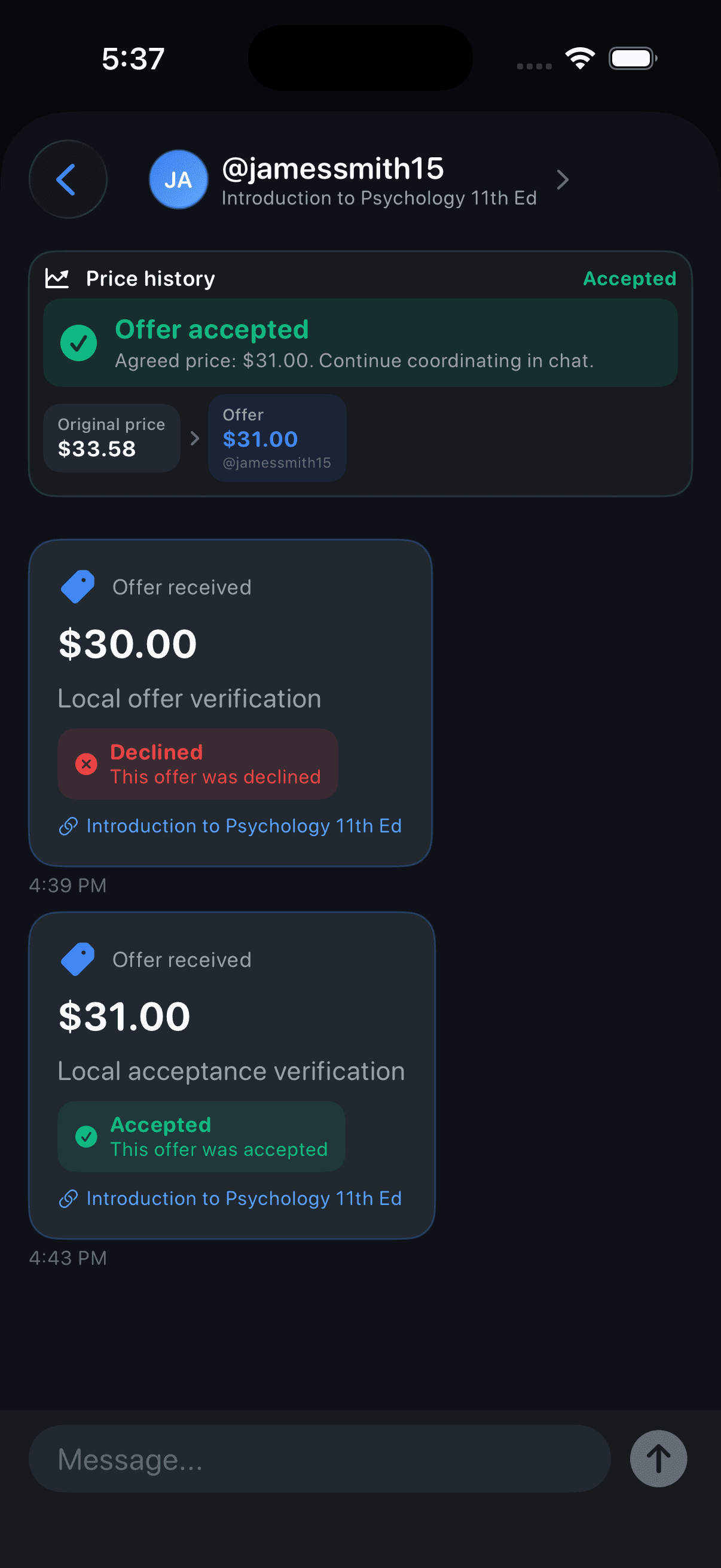 Offer Tracking dark mode